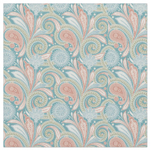 Pastel Paisley Floral Light Pink and Blue Stof