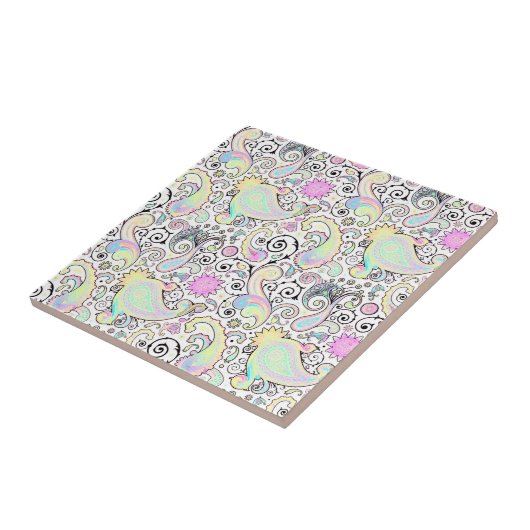 Pastel paisley tegeltje (Zijkant)