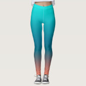 Pastel Pale Corail Turquoise Leggings d'Art Abstra (Devant)