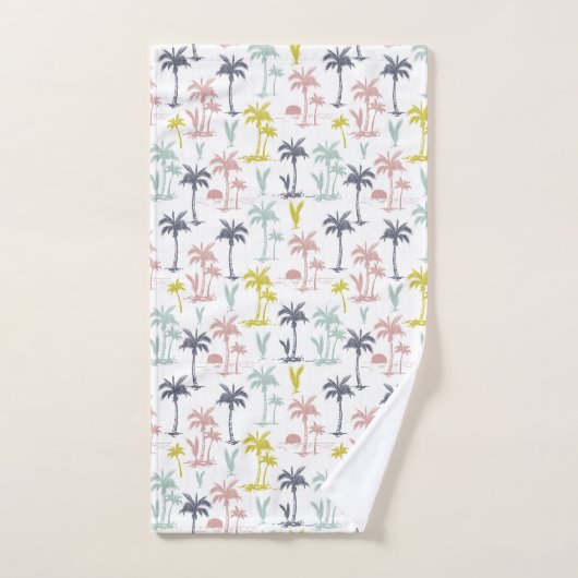 Pastel Palm Tree by the Beach Motif (Serviette à main)