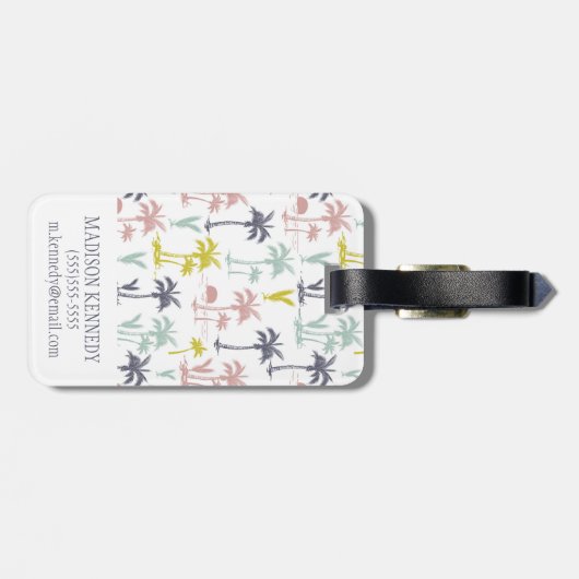 Pastel Palm Tree (palmpalmstructuur) op het strand Bagagelabel (Achterkant horizontaal)