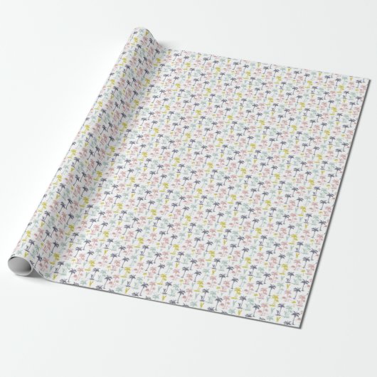 Pastel Palm Tree (palmpalmstructuur) op het strand Cadeaupapier (Uitgerold)