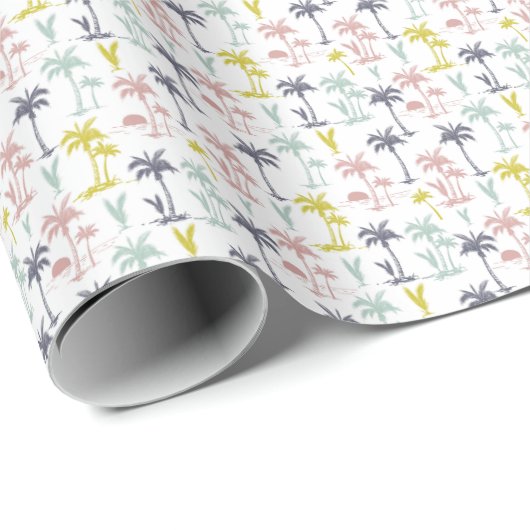 Pastel Palm Tree (palmpalmstructuur) op het strand Cadeaupapier (Rol Hoek)