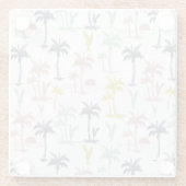 Pastel Palm Tree (palmpalmstructuur) op het strand Glazen Onderzetter (Achterkant)