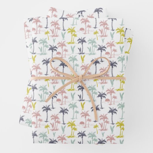 Pastel Palm Tree (palmpalmstructuur) op het strand Inpakpapier Vel (In situ)