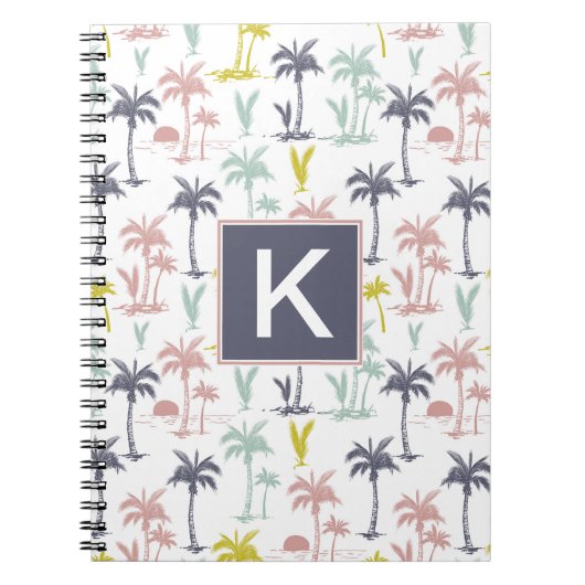 Pastel Palm Tree (palmpalmstructuur) op het strand Notitieboek (Voorkant)