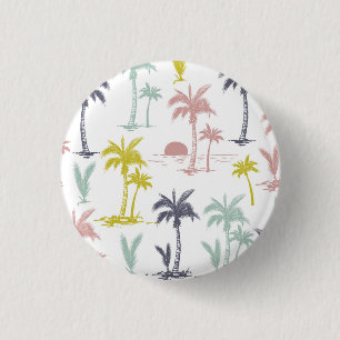 Pastel Palm Tree (palmpalmstructuur) op het strand Ronde Button 3,2 Cm