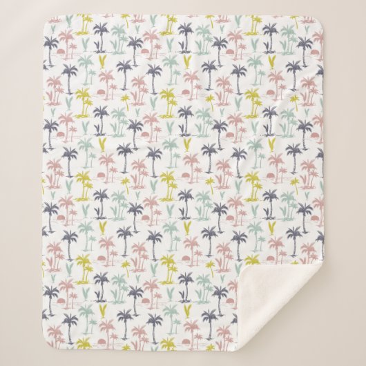 Pastel Palm Tree (palmpalmstructuur) op het strand Sherpa Deken (Voorkant)