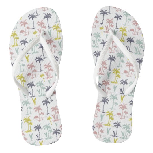 Pastel Palm Tree (palmpalmstructuur) op het strand Teenslippers (Voetbed)