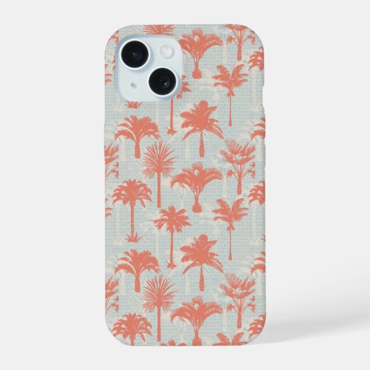 Pastel palmboom patroon iPhone 15 hoesje (Achterkant)