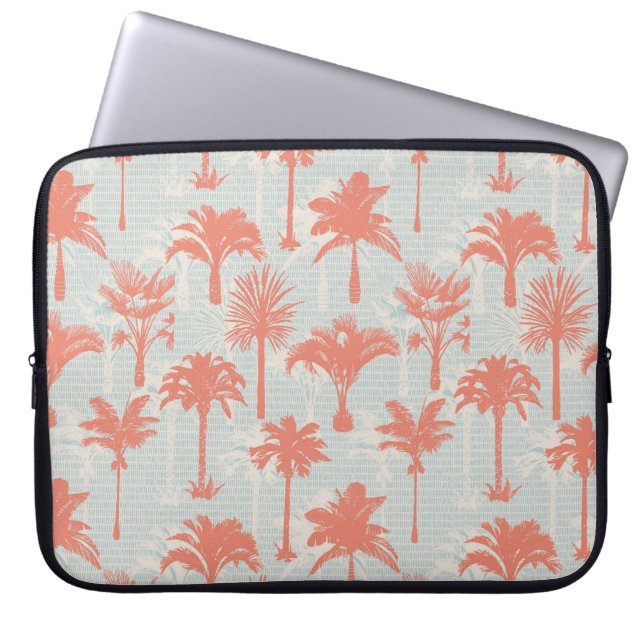 Pastel palmboom patroon laptop sleeve (Voorkant)