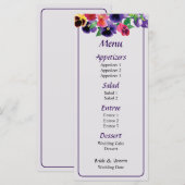 Pastel Pansies Menu Mariage (Devant / Derrière)