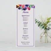 Pastel Pansies Menu Mariage (Debout devant)