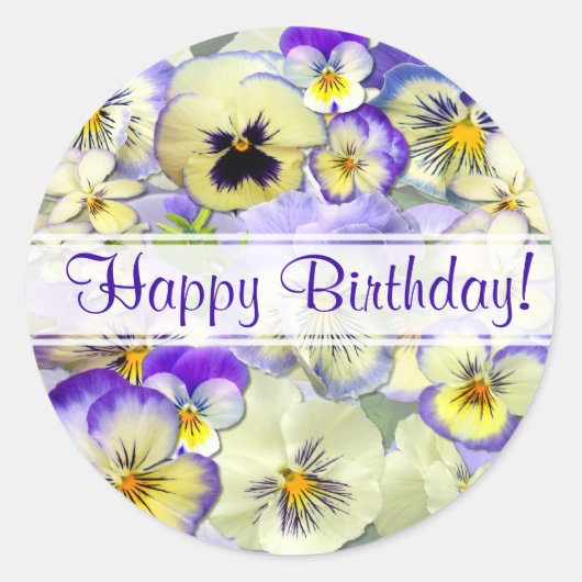 Pastel Pansies Ronde Sticker (Voorkant)