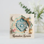 Pastel Papercut Ramadan Kareem Groet Kaart (Staand voorkant)