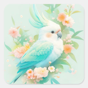 Pastel Paradijs Kaketoe Vierkante Sticker