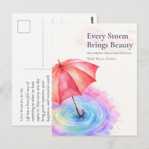 Pastel Paraplu Regen Rimpels Aquarel Kunst Briefkaart