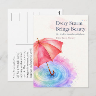 Pastel Paraplu Regen Rimpels Aquarel Kunst Briefkaart