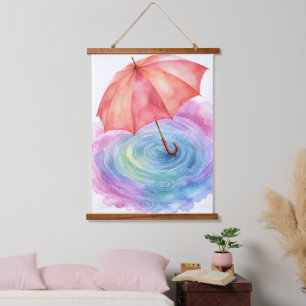 Pastel Paraplu Waterkringen Aquarel Kunst Hangend Wandkleed