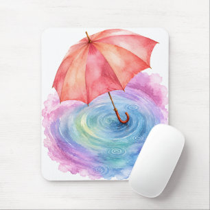 Pastel Paraplu Waterkringen Aquarel Kunst Muismat