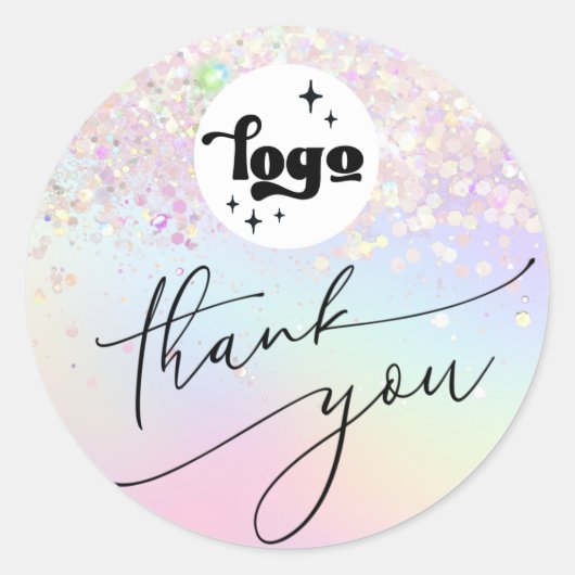 pastel parties scintillant merci sticker rond clas (Devant)