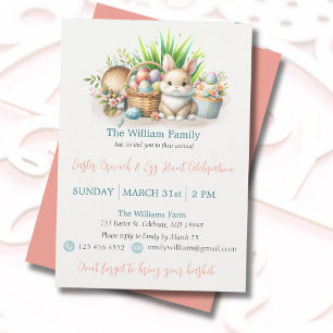 Pastel Pasen Brunchen & Eierenjacht Feestje Kaart