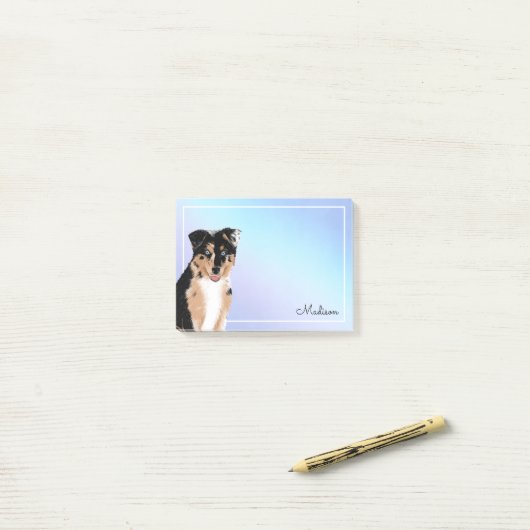 Pastel Pastel Ombre Nom Post-it (Sur un bureau)