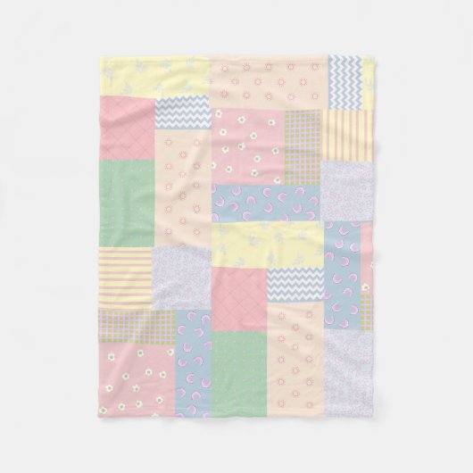 Pastel Patchwork Fleece Deken (Voorkant)