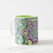~PASTEL PATH ~ Fractal Pattern ~ Original Tweekleurige Koffiemok (Voorkant links)