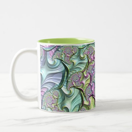 ~PASTEL PATH ~ Fractal Pattern ~ Original Tweekleurige Koffiemok (Links)