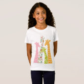 Pastel Pattern Giraffes Girl's Babydoll T Shirten T-shirt (Voorkant volledig)