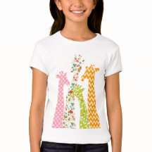 Pastel Pattern Giraffes Girl's Babydoll T Shirten