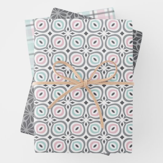 Pastel Pattern of Gray, Pink, Mint Geometric Shape Inpakpapier Vel (In situ)