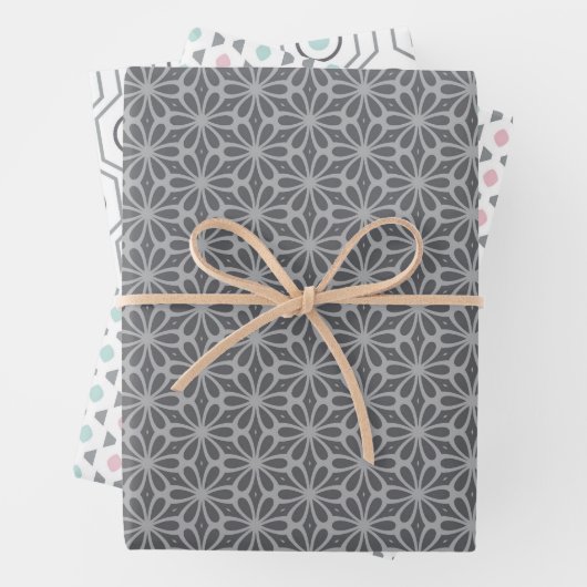 Pastel Pattern of Gray, Pink, Mint Retro Shapes Inpakpapier Vel (In situ)
