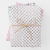 Pastel Pattern of Pink, Mint, Gray Plaid & Stripes Inpakpapier Vel (In situ)