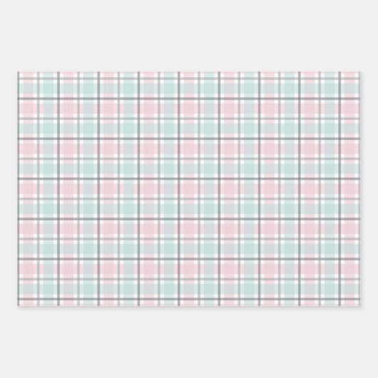 Pastel Pattern of Pink, Mint, Gray Plaid & Stripes Inpakpapier Vel (Voorkant 3)