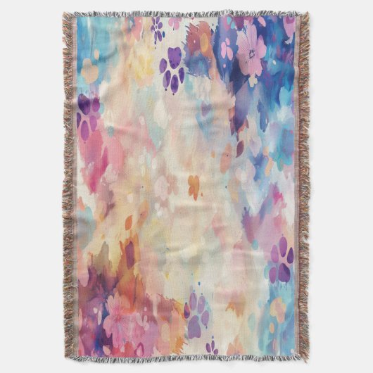 Pastel Paw Print Throw Blanket A Gentle Hug  Deken (Voorkant Verticaal)