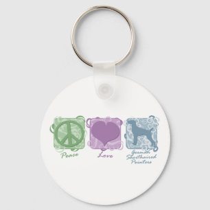 Pastel Peace, Love en German Shorthaired Pointer Sleutelhanger