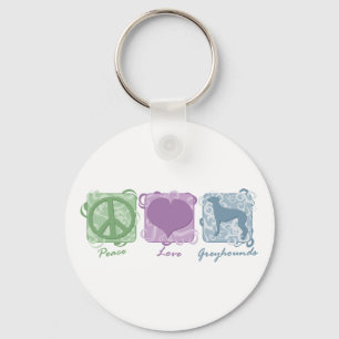 Pastel Peace, Love en Greyhounds Sleutelhanger