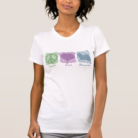 Pastel Peace, Love en Havanese T-shirt (Voorkant)