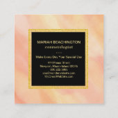 *~* Pastel Peach Abstracte penseelstreken Girly Vierkante Visitekaartje (Achterkant)