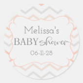 Pastel Peach and Grey Zig Zag Ronde Sticker (Voorkant)