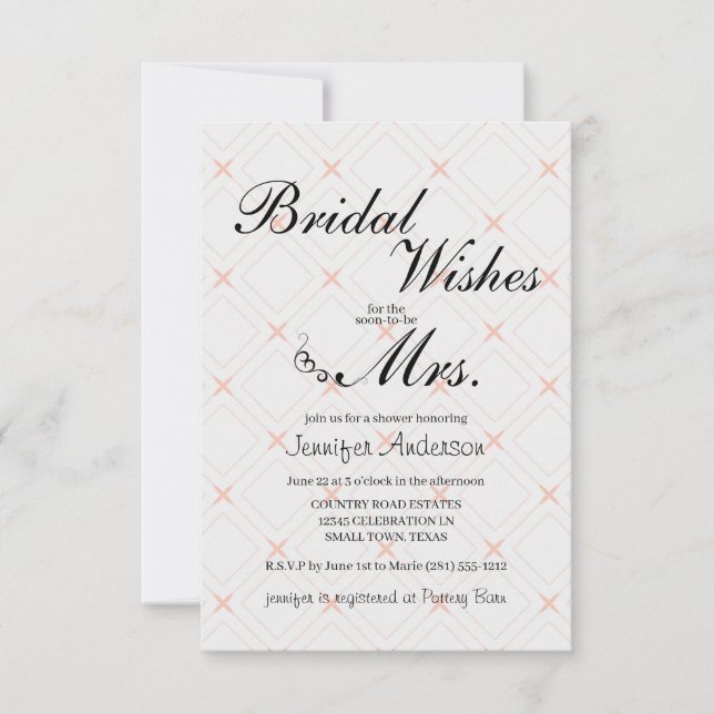 Pastel-peach en Cream Geometric Shower-uitnodiging (Voorkant)