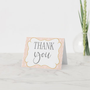 Pastel Peach en Gold Geometric Bedankkaart