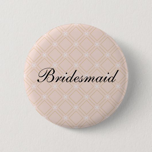 Pastel Peach en Gold Geometric Bridesmaid Ronde Button 5,7 Cm (Voorkant)