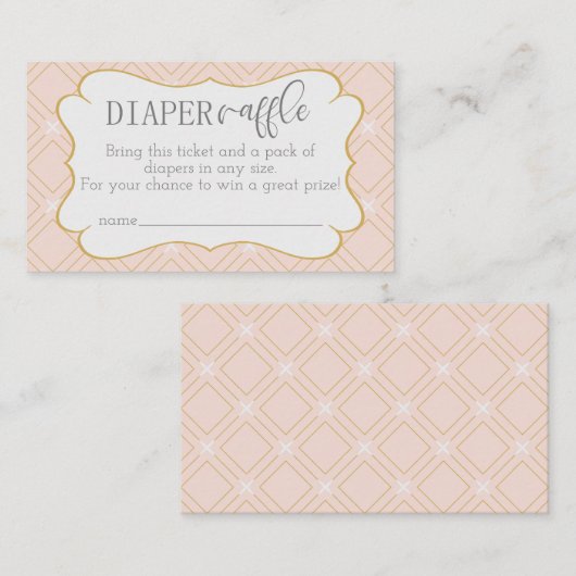 Pastel Peach en Gold Geometric Diaper Raffle Informatiekaartje (Voorkant / Achterkant)