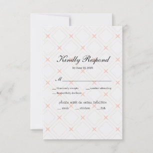 Pastel Peach en Gold Geometric RSVP Kaartje