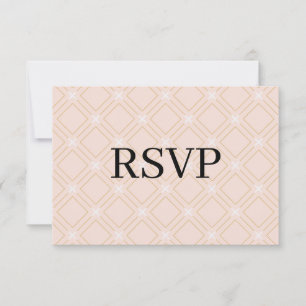 Pastel Peach en Gold Geometric RSVP Kaartje