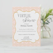 Pastel Peach en Gold Geometric Virtual Invitation (Staand voorkant)