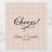 Pastel Peach en Gold Geometric Wijn Etiket (Enkel label)